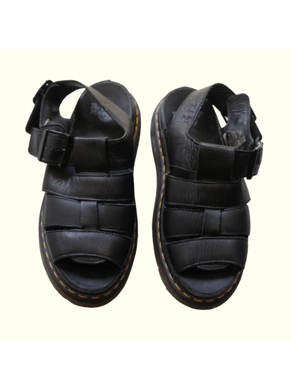 DR MARTIN'S VTG Y2K 00s RETRO FISHERMAN PLATFORM SANDALS BLACK LEATHER 2004 SZ 8
